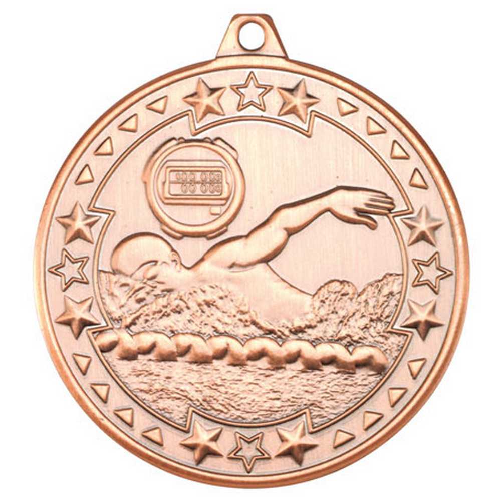 SWIMMING TRI STAR MEDAL BRONZE - 2in