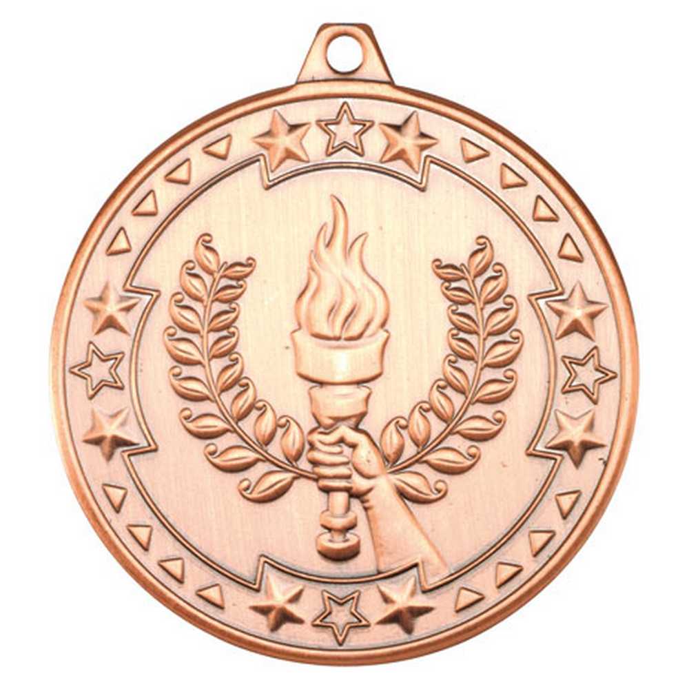 VICTORY TORCH TRI STAR MEDAL - BRONZE 2in