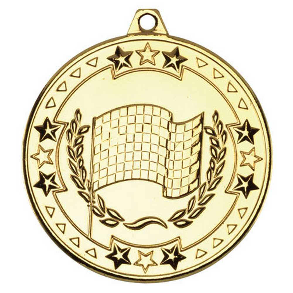 MOTOR SPORT TRI STAR MEDAL GOLD - 2in