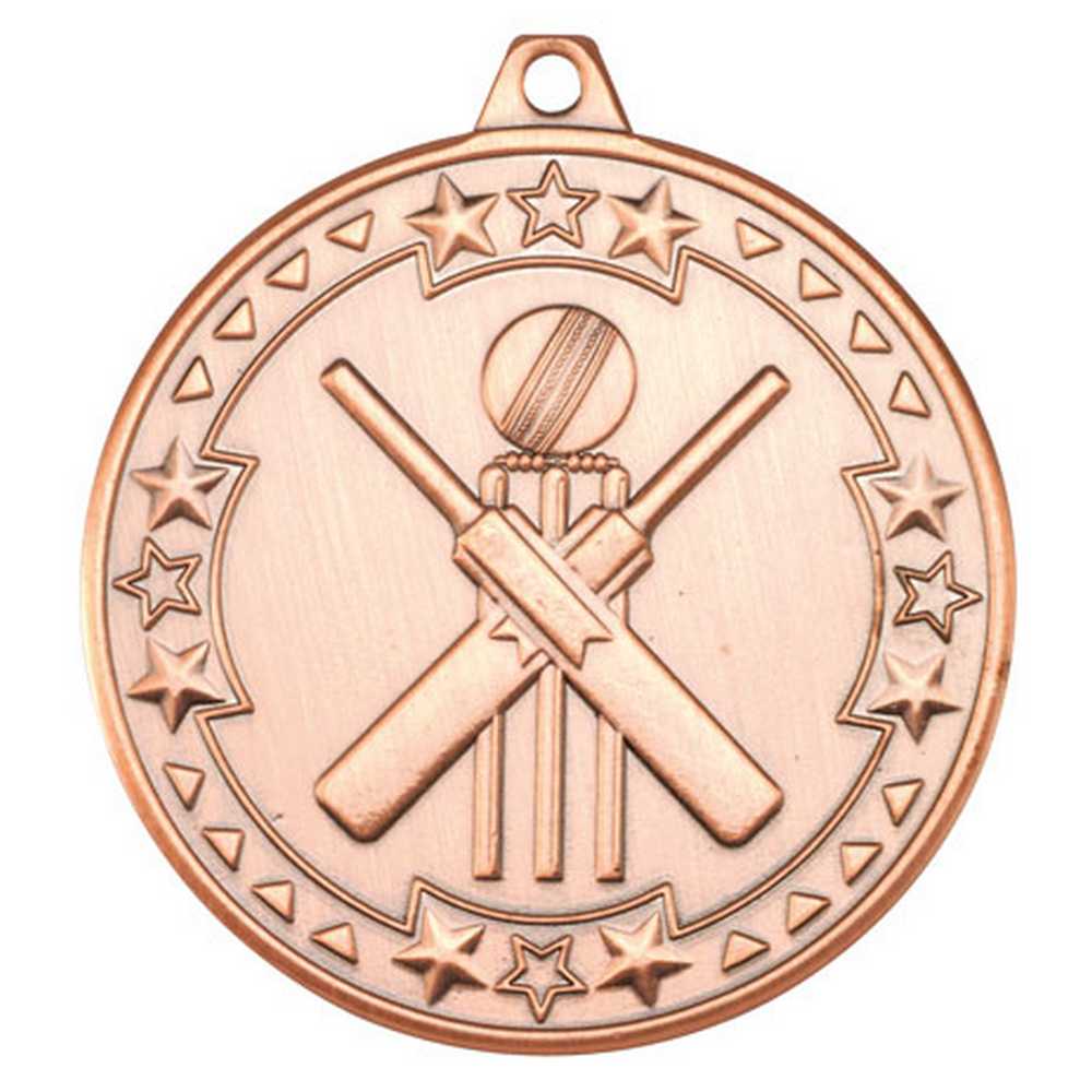 CRICKET TRI STAR MEDAL BRONZE - 2in