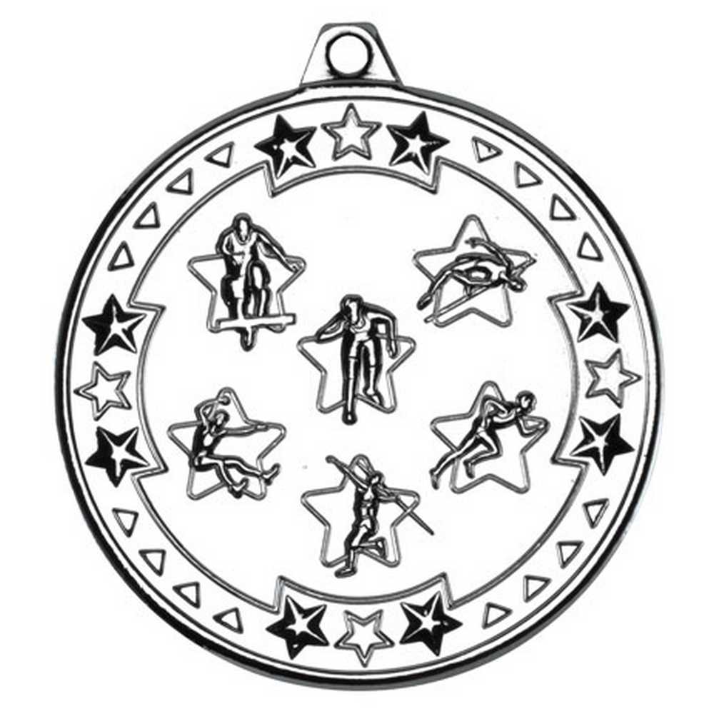 MULTI ATHLETICS TRI STAR MEDAL SILVER - 2in