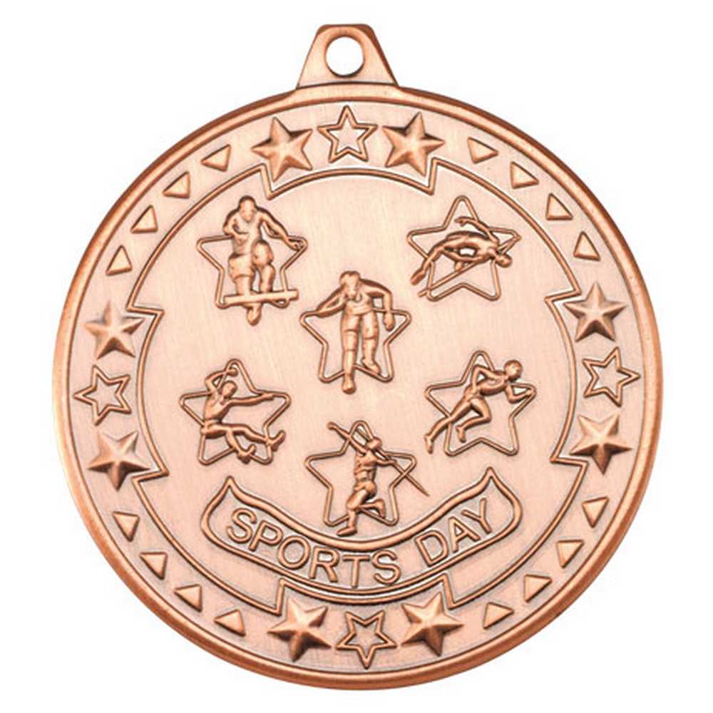 SPORTS DAY TRI STAR MEDAL BRONZE - 2in