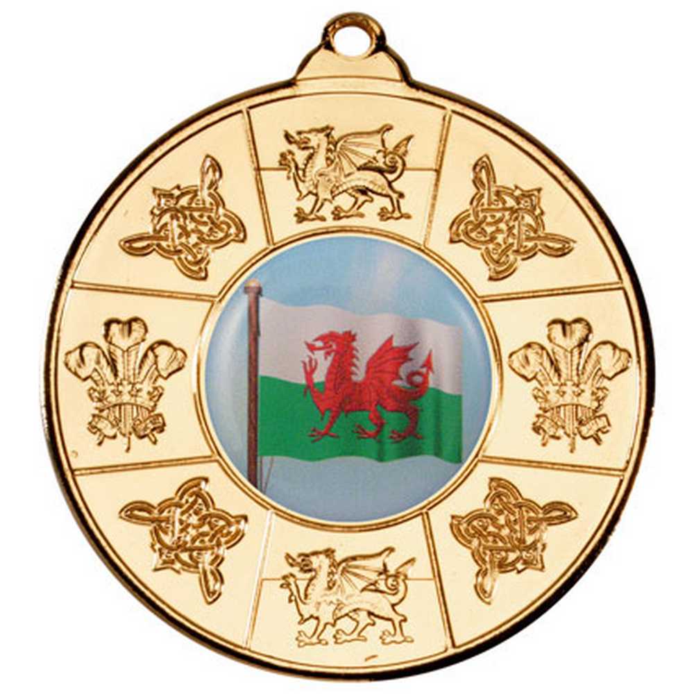 WALES MEDAL (1in CENTRE) GOLD - 2in