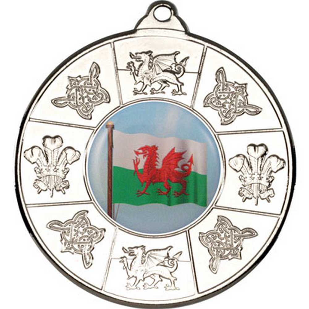WALES MEDAL (1in CENTRE) SILVER - 2in