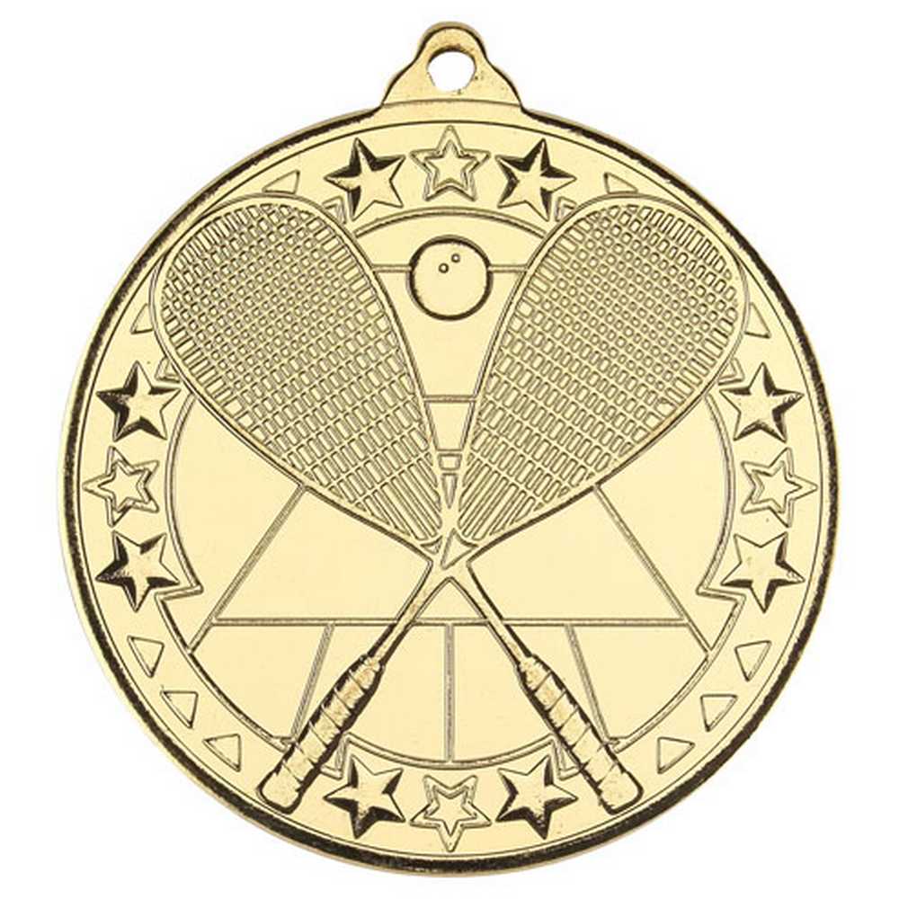 SQUASH TRI STAR MEDAL GOLD - 2in