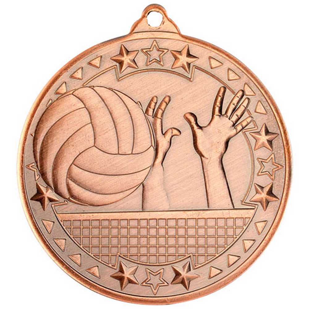 VOLLEYBALL TRI STAR MEDAL BRONZE - 2in