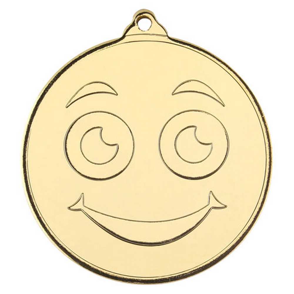 SMILEY FACE GOLD MEDAL - 2in