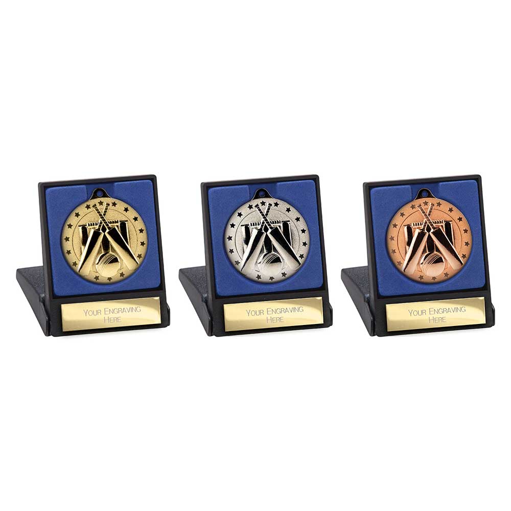 Cascade Stars Cricket Medal & Box Bronze 50mm