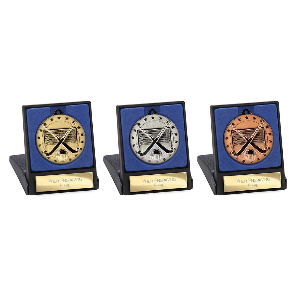 Cascade Stars Hockey Medal & Box Silver 50mm