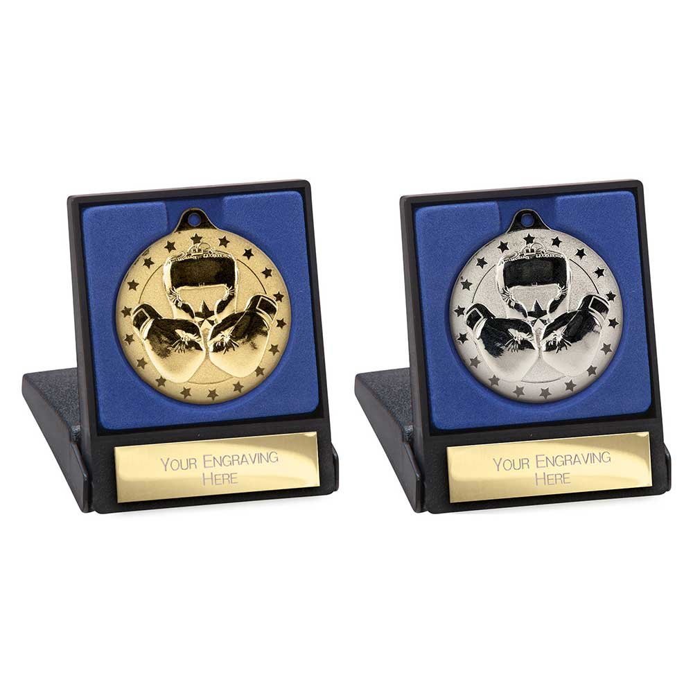 Cascade Stars Boxing Medal & Box Gold 50mm