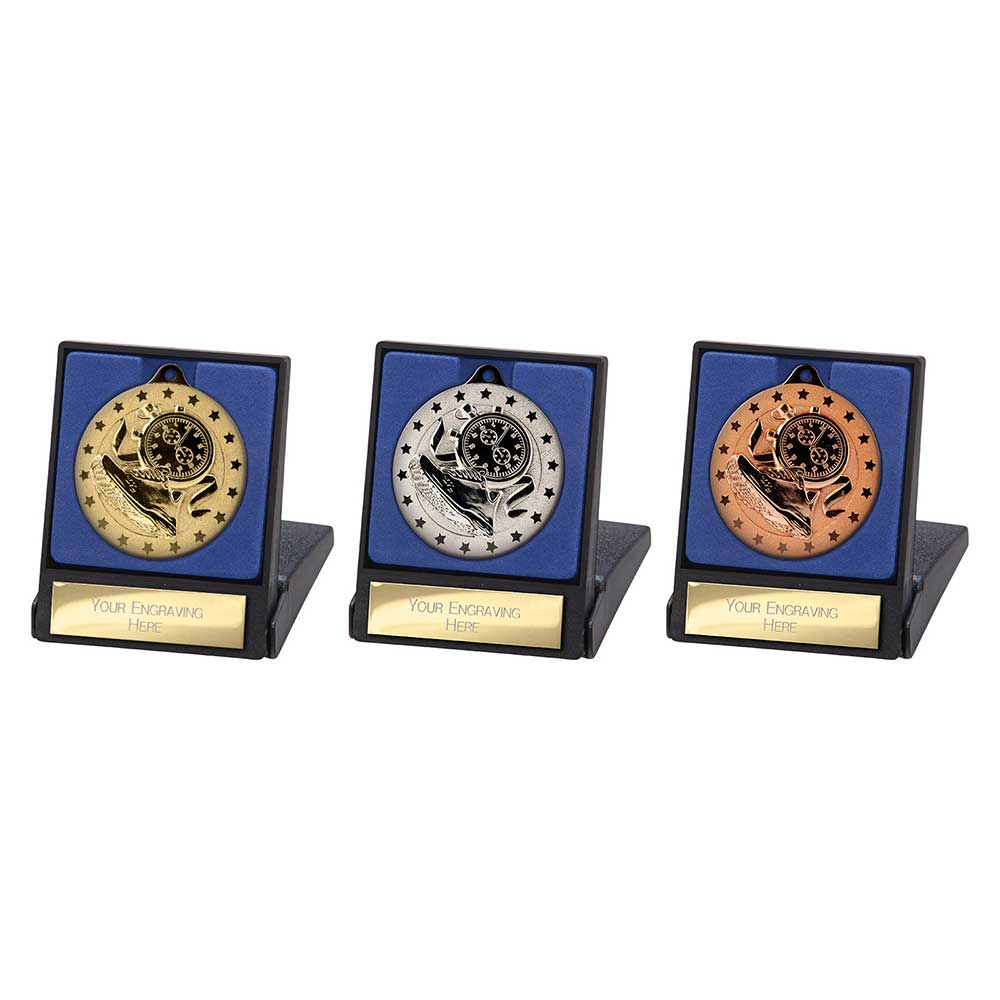 Cascade Stars Running Medal & Box Silver 50mm
