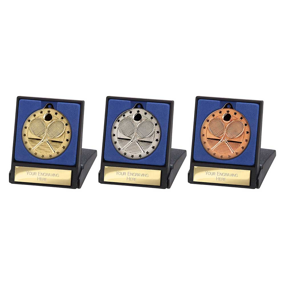 Cascade Stars Tennis Medal & Box Silver 50mm