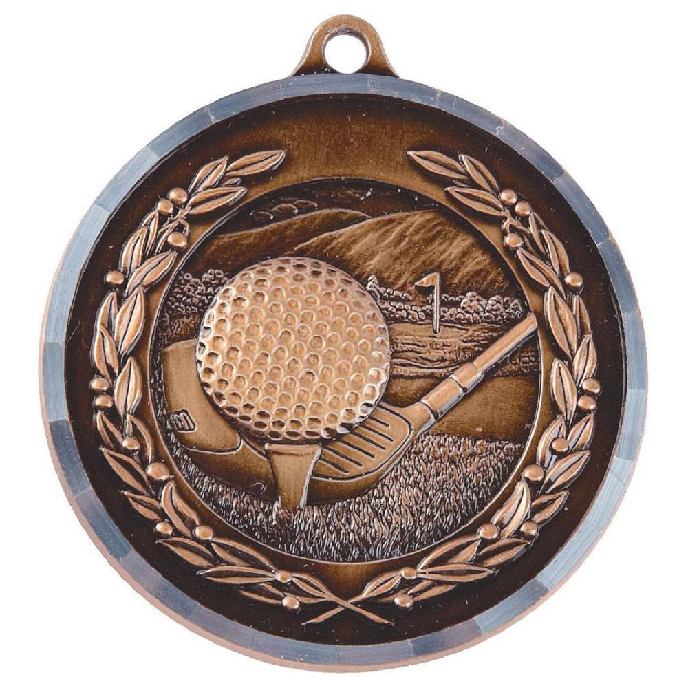 50mm Diamond Edged Golf Club Medal (Bronze) 50mm