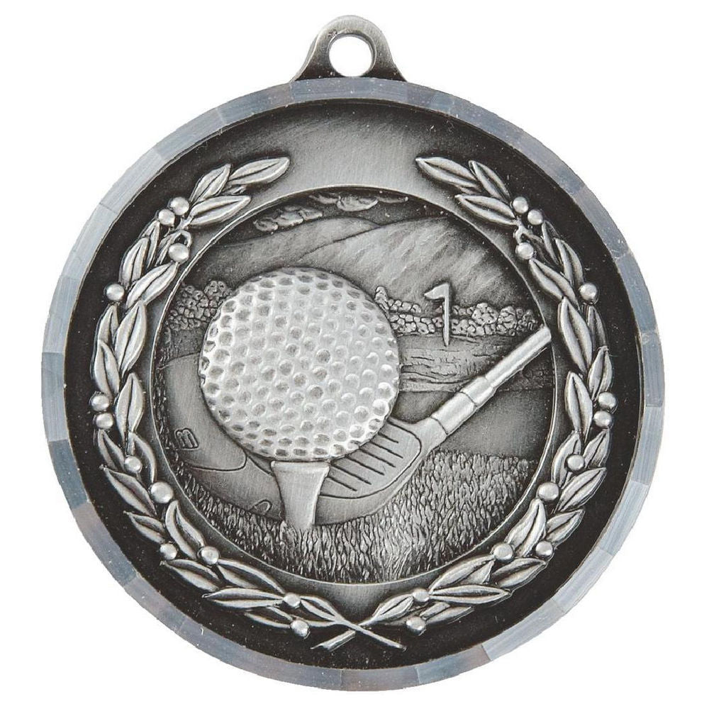 50mm Diamond Edged Golf Club Medal (Silver) 50mm