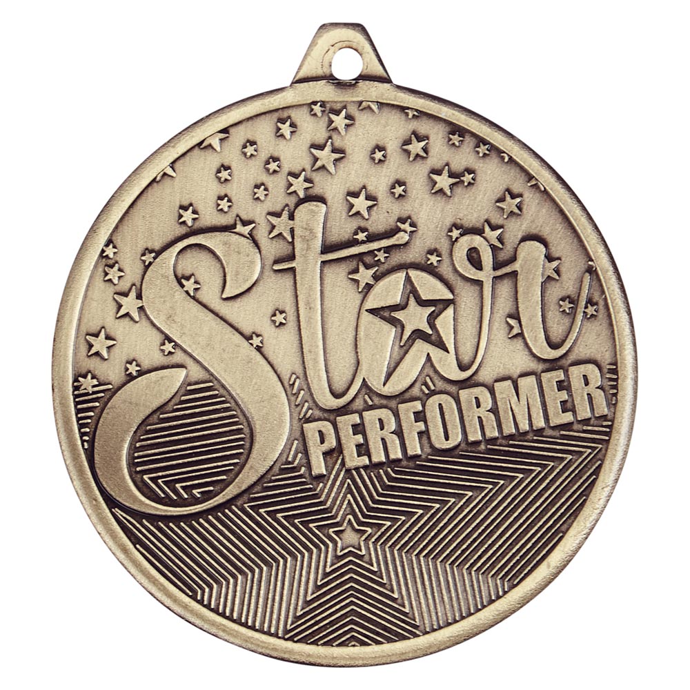 Cascade Star Performer Iron Medal Antique Gold 50mm