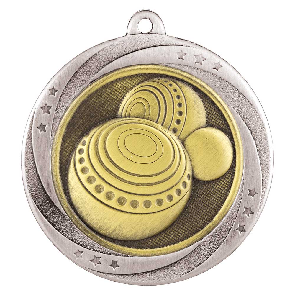 Superstar Lawn Bowls Medal Silver 60mm