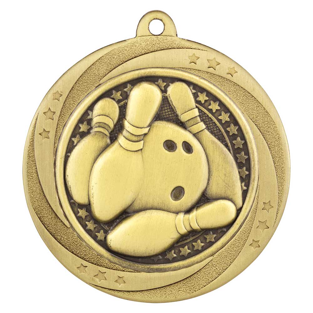Superstar Ten Pin Bowling Medal Gold 60mm