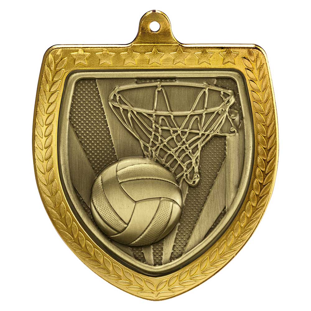 Cobra Netball Shield Medal Gold 75mm