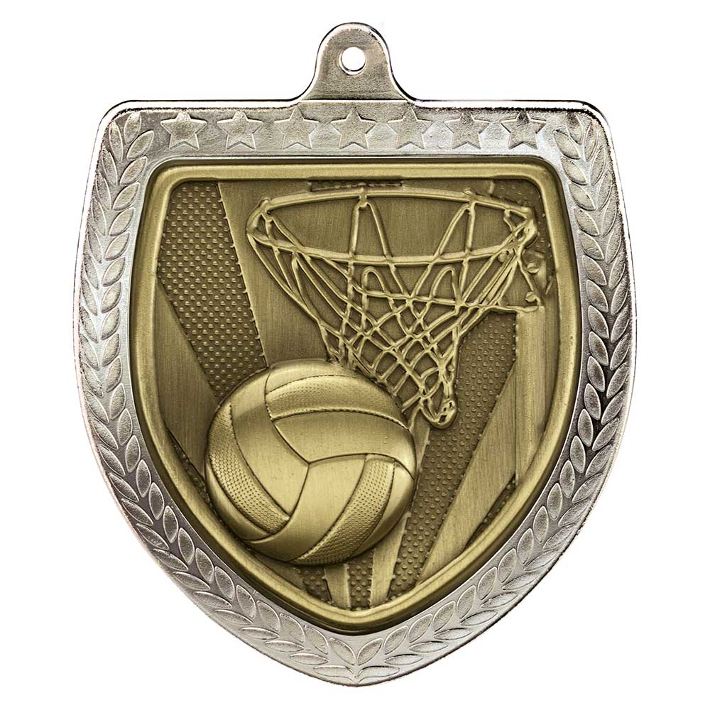 Cobra Netball Shield Medal Silver 75mm