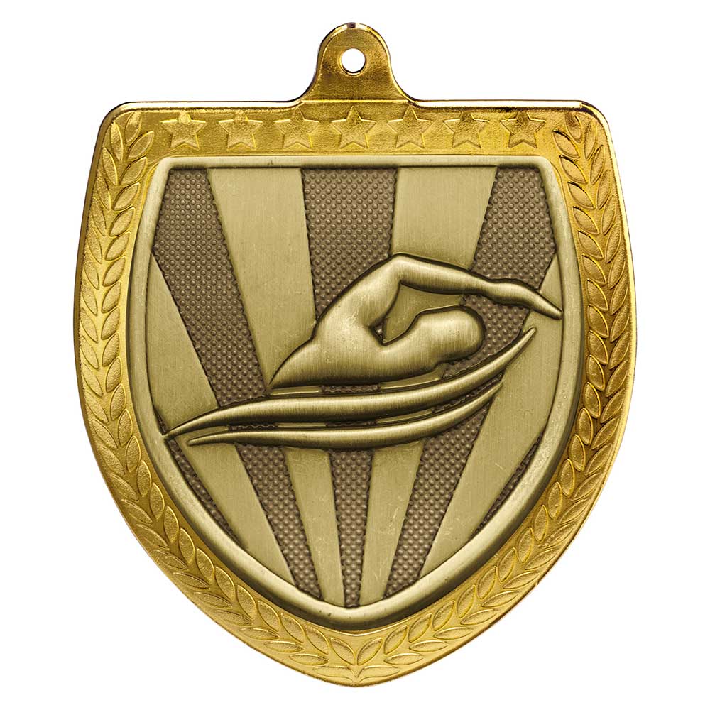 Cobra Swimming Shield Medal Gold 75mm