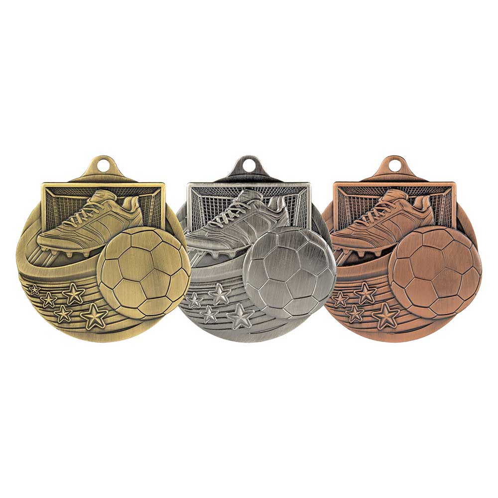 Power Strike Football Medal Antique Silver 70mm