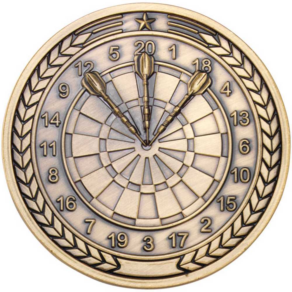 DARTS MEDALLION ANTIQUE GOLD - 2.75in