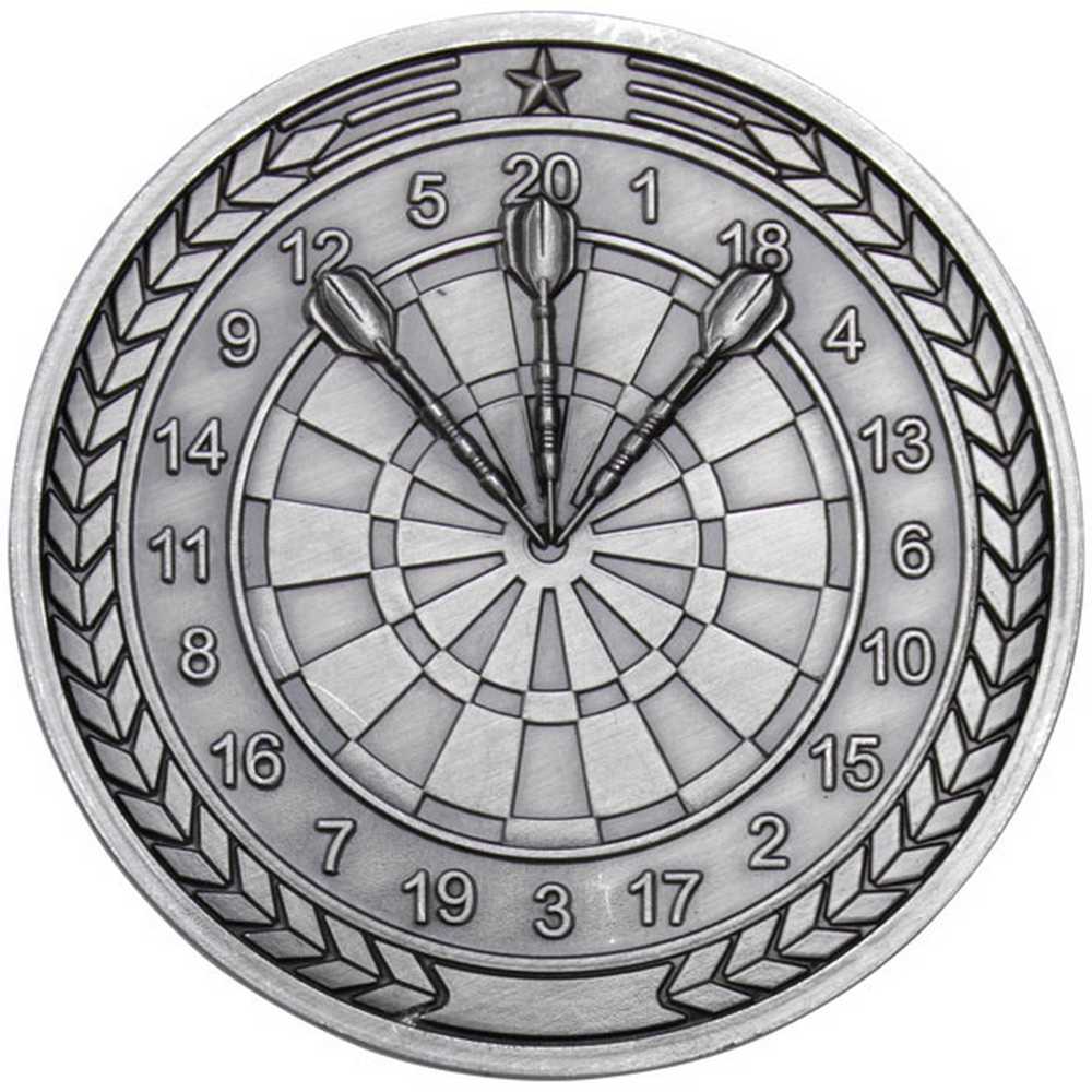 DARTS MEDALLION ANTIQUE SILVER - 2.75in