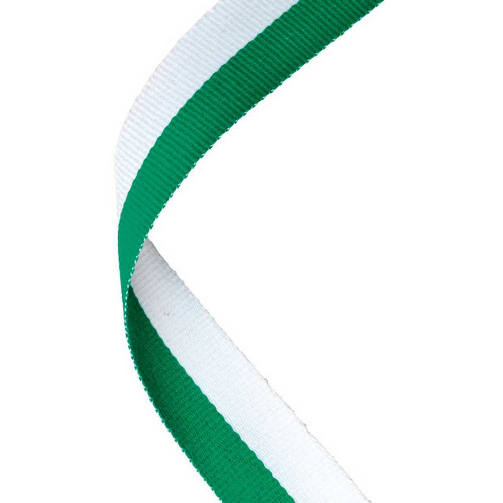MEDAL RIBBON GREEN/WHITE - 30 X 0.875in