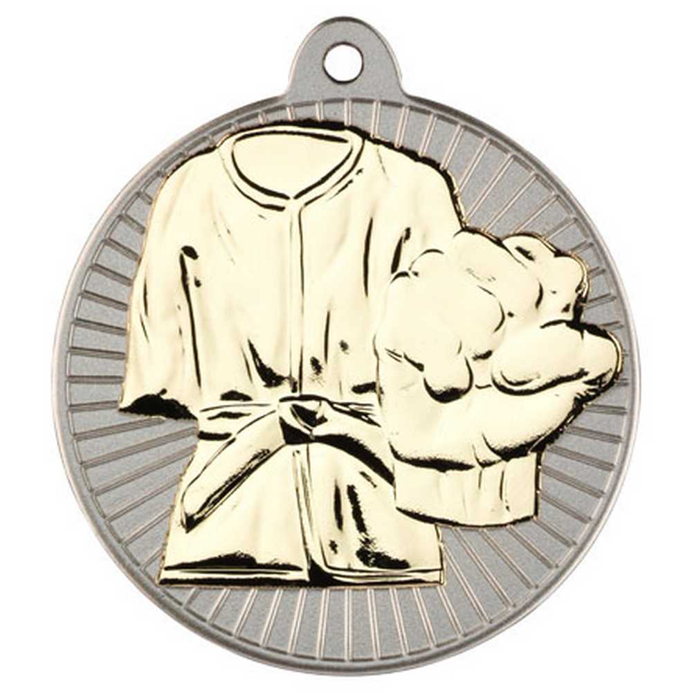 MARTIAL ARTS TWO COLOUR MEDAL MATT SILVER/GOLD - 2in