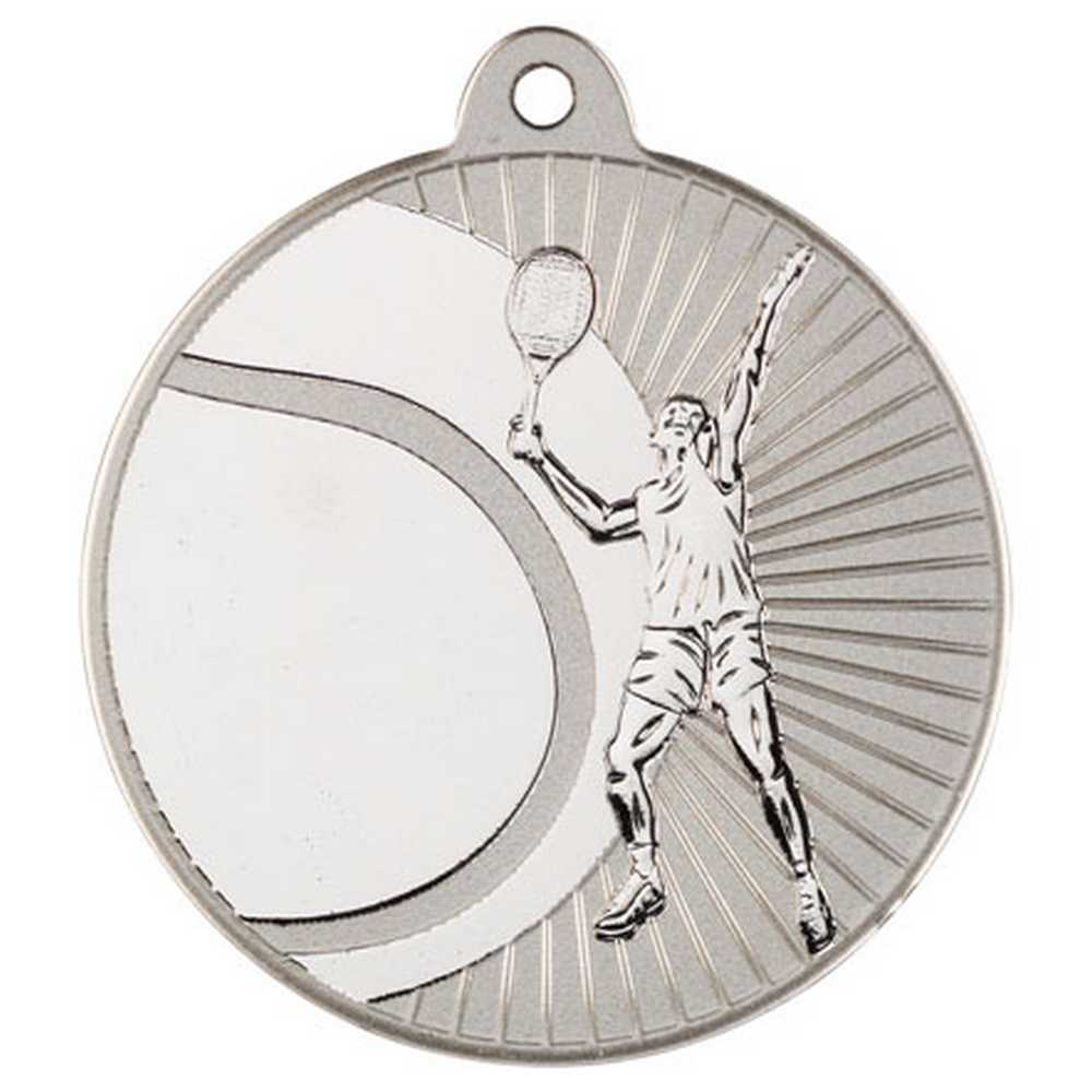 TENNIS TWO COLOUR MEDAL MATT SILVER/SILVER - 2in