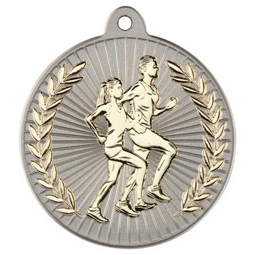 RUNNING TWO COLOUR MEDAL MATT SILVER/GOLD - 2in