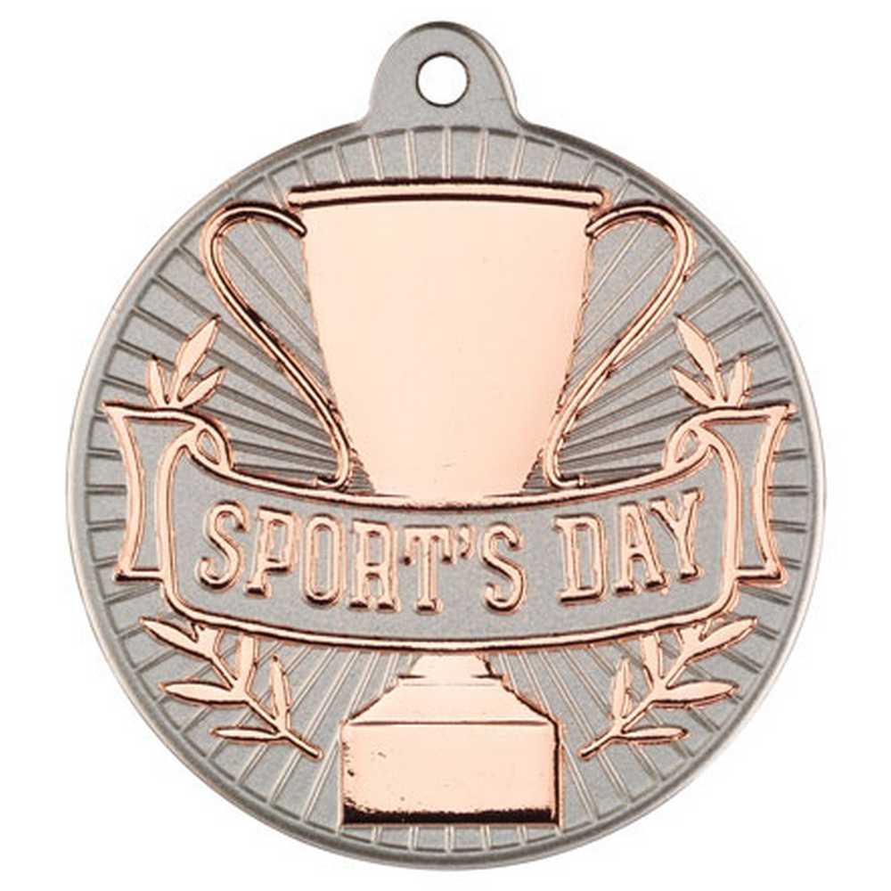 SPORTS DAY TWO COLOUR MEDAL MATT SILVER/BRONZE - 2in