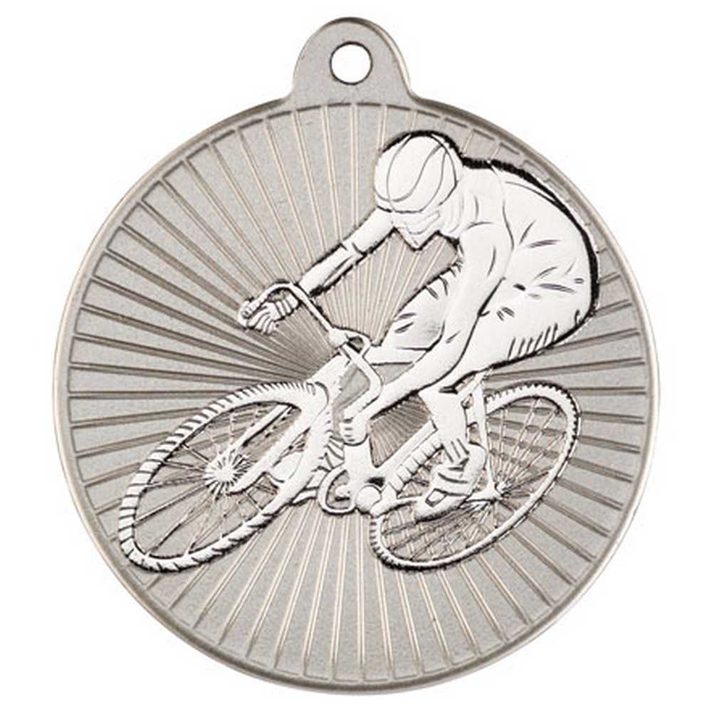 CYCLING TWO COLOUR MEDAL MATT SILVER/SILVER - 2in