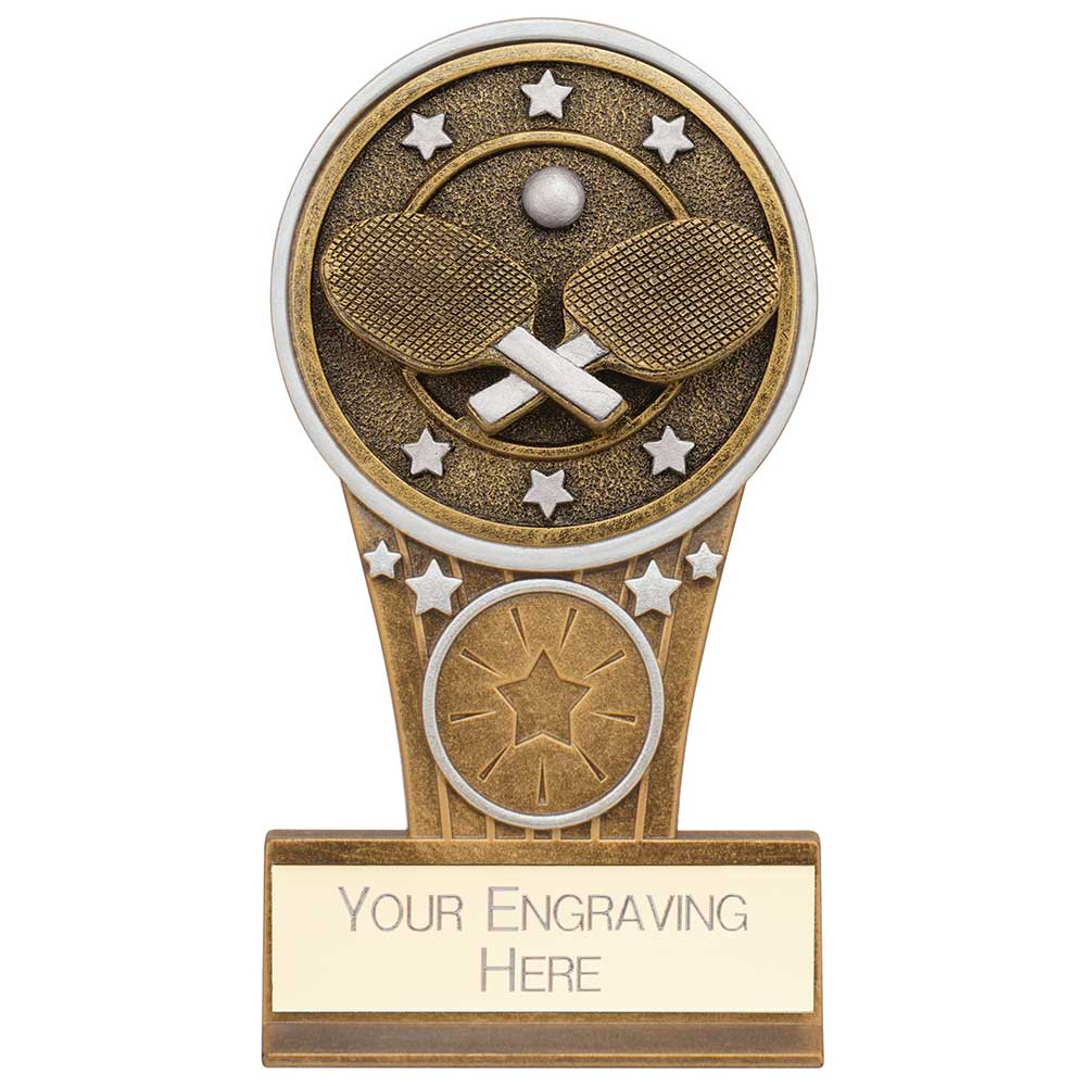 Ikon Tower Table Tennis Plaque Award Antique Silver & Gold 125mm