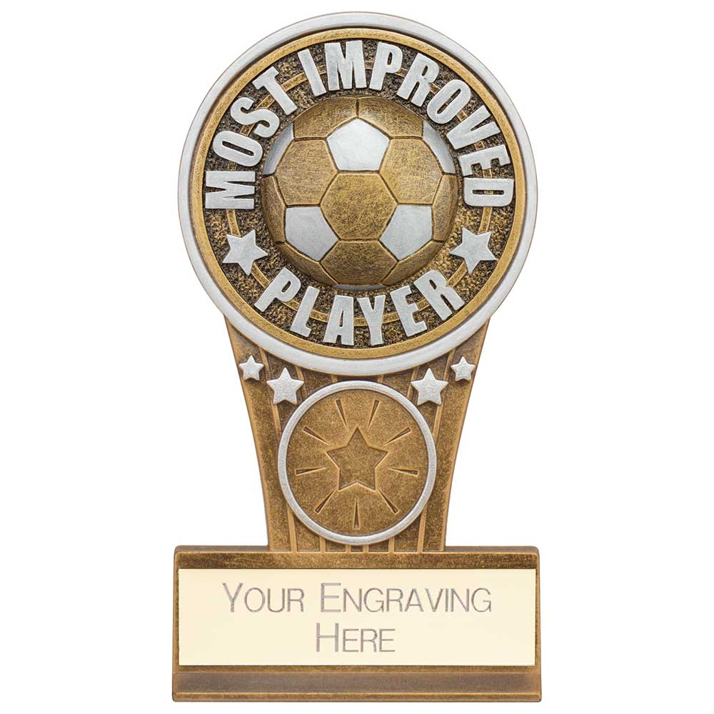 Ikon Tower Most Improved Player Plaque Antique Silver & Gold 125mm