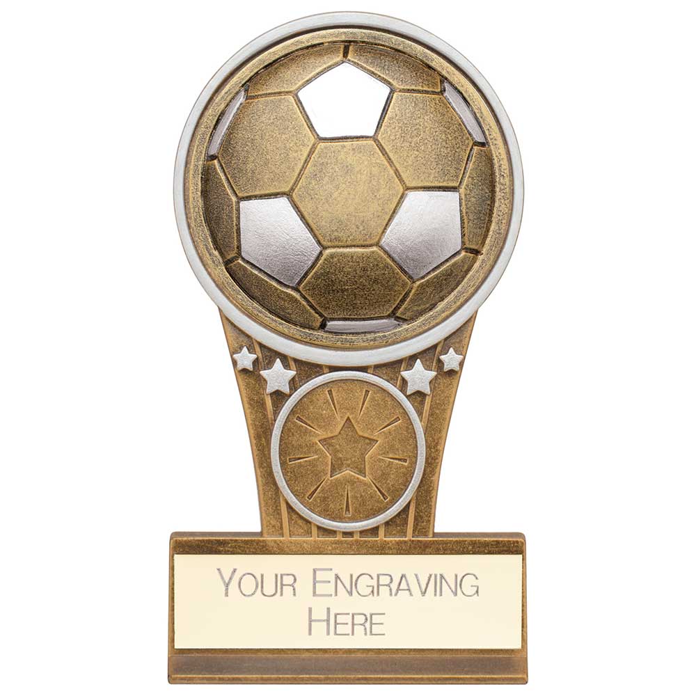 Ikon Tower Football Plaque Award Antique Silver & Gold 125mm