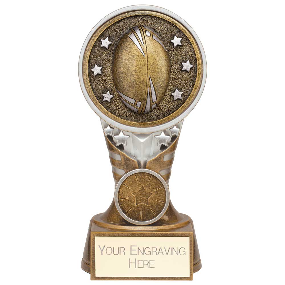 Ikon Tower Rugby Award Antique Silver & Gold 150mm