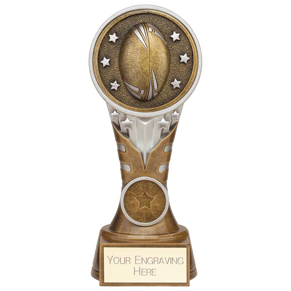 Ikon Tower Rugby Award Antique Silver & Gold 175mm
