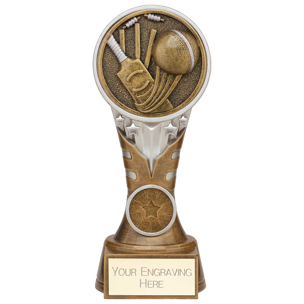 Ikon Tower Cricket Award Antique Silver & Gold 175mm