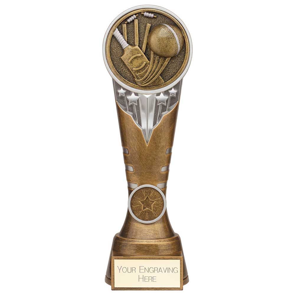 Ikon Tower Cricket Award Antique Silver & Gold 225mm