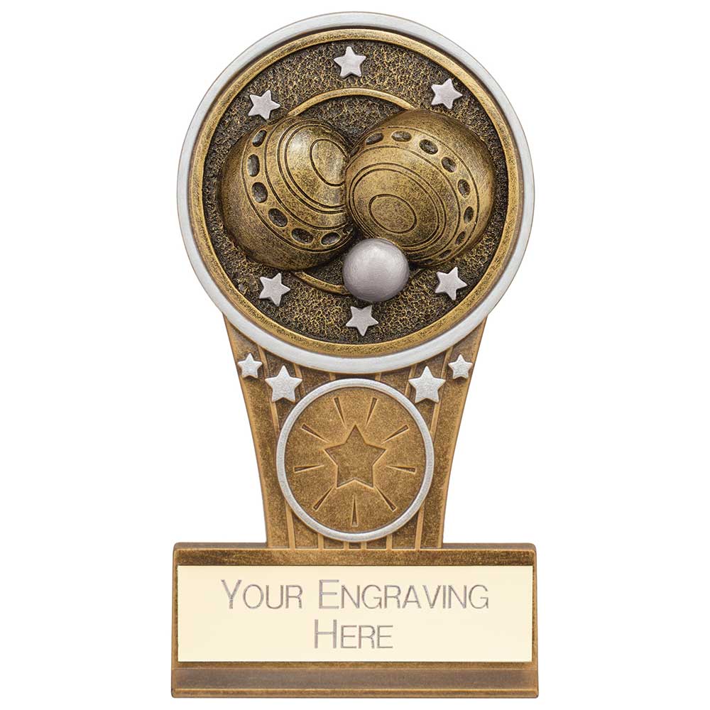 Ikon Tower Lawn Bowls Plaque Award Antique Silver & Gold 125mm