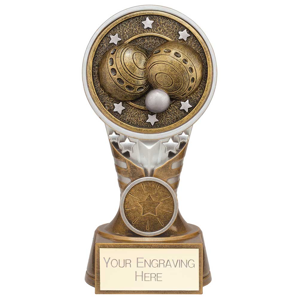 Ikon Tower Lawn Bowls Award Antique Silver & Gold 150mm
