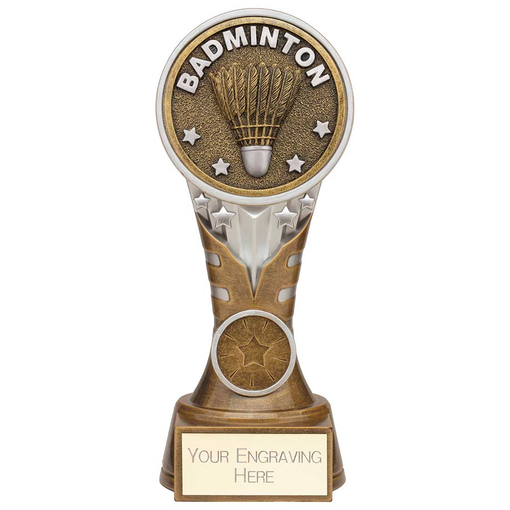 Ikon Tower Badminton Award Antique Silver & Gold 175mm