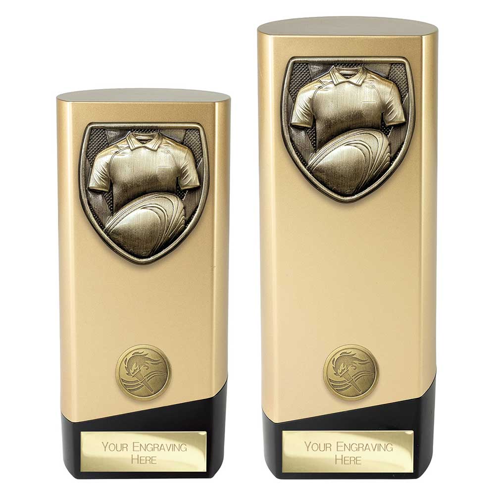 Prime Cobra Rugby Shirt & Ball Award Gold & Black 160mm