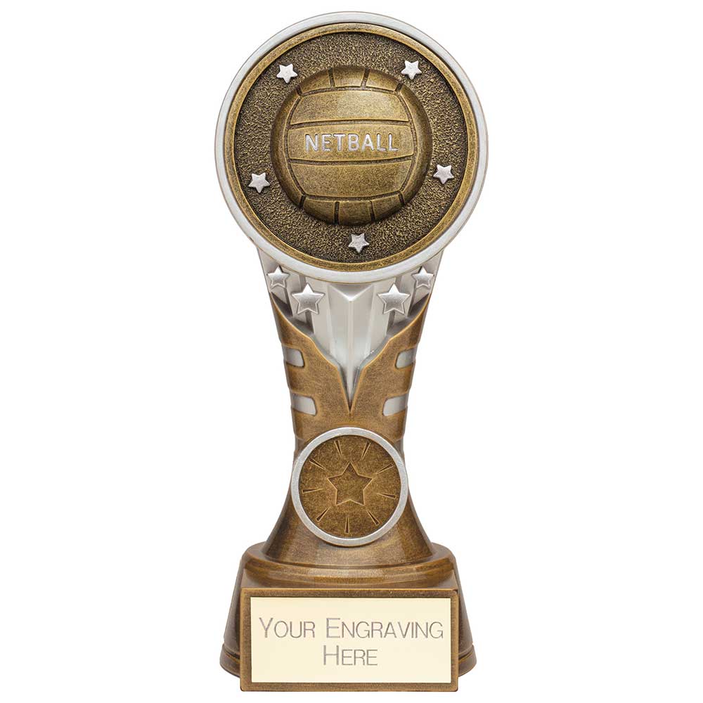 Ikon Tower Netball Award Antique Silver & Gold 175mm