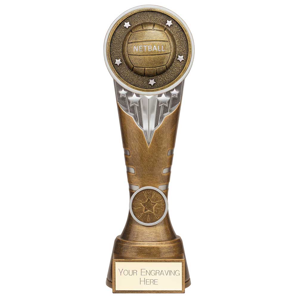 Ikon Tower Netball Award Antique Silver & Gold 225mm