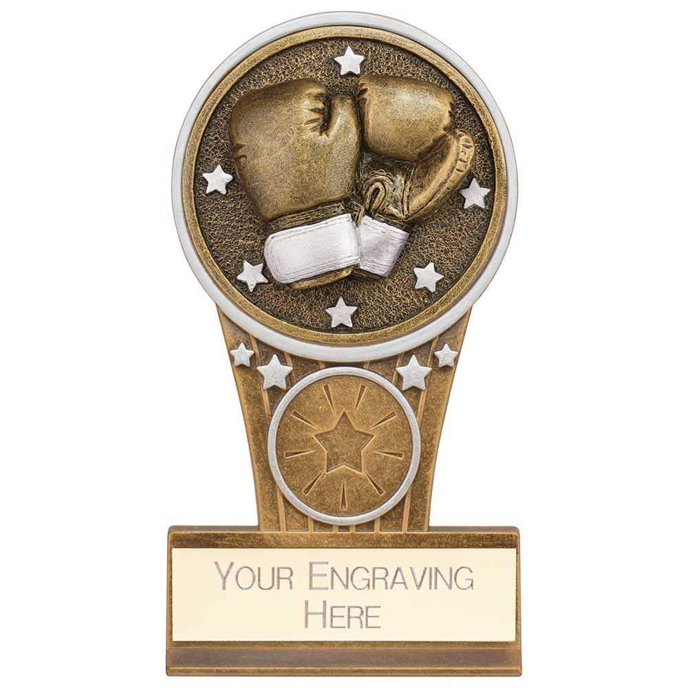 Ikon Tower Boxing Plaque Award Antique Silver & Gold 125mm