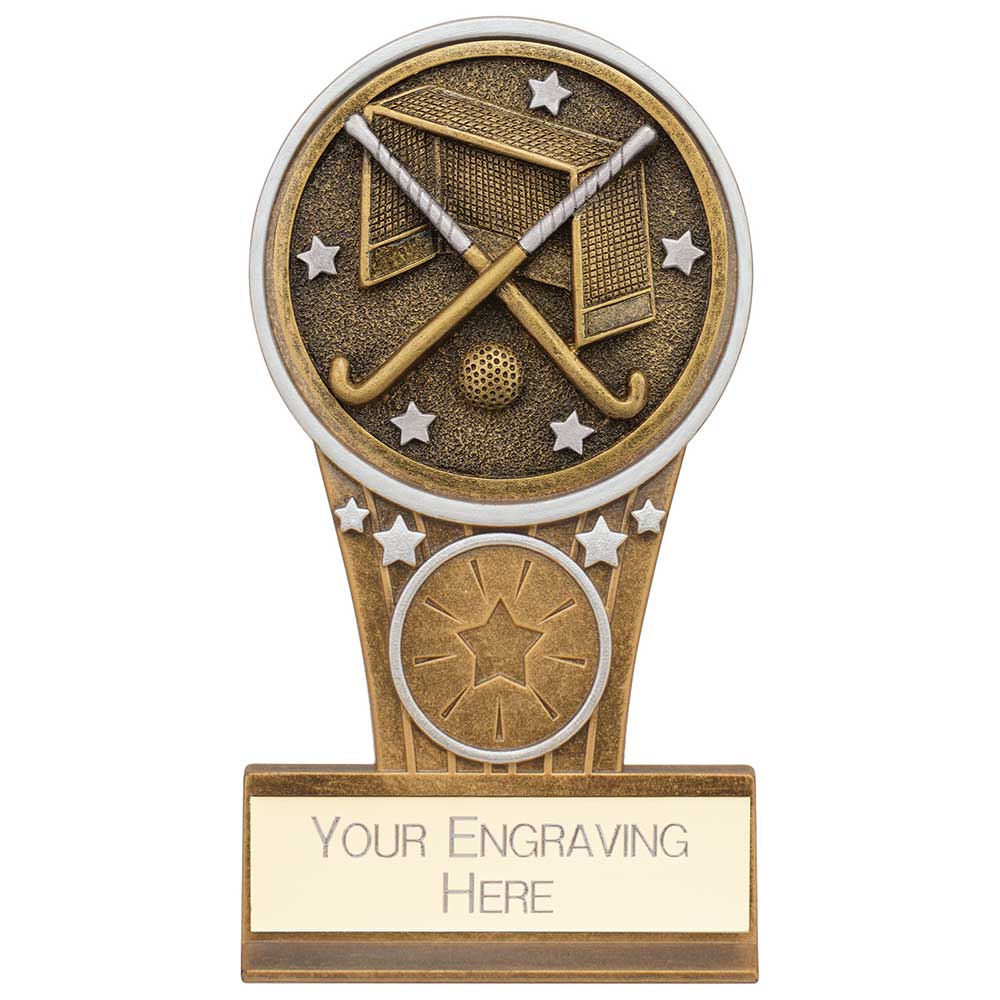 Ikon Tower Hockey Plaque Award Antique Silver & Gold 125mm