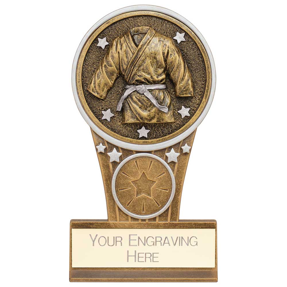 Ikon Tower Martial Arts Plaque Award Antique Silver & Gold 125mm