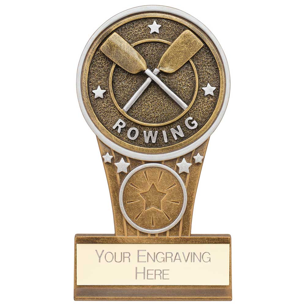 Ikon Tower Rowing Plaque Award Antique Silver & Gold 125mm